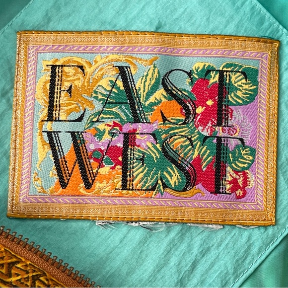 Vintage East West Turquoise Floral Fruit Print 2-Piece Tracksuit Jacket & Pants - Picture 13 of 13